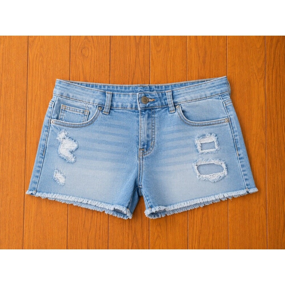 Jordache Womens Distressed Denim Shorts Size 13 Light Wash Frayed Cutoff Jean